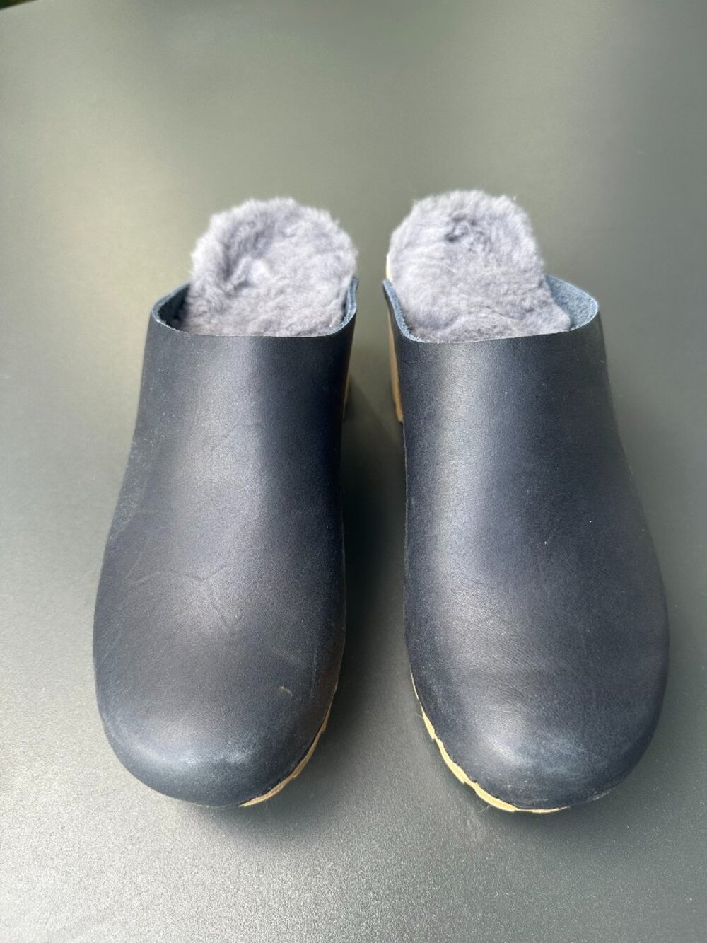 No. 6 Liza Clog in Navy Blue with Blue Shearling - size 39